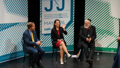 talk on stage at jxj festival.