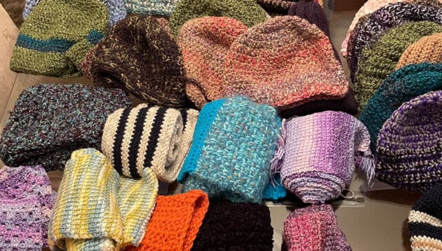 Close up of knitted items