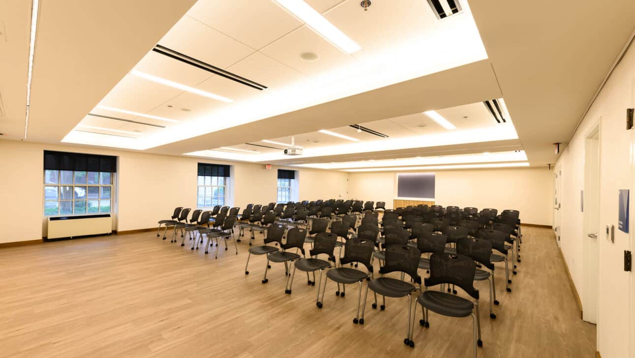 kay hall with chairs.