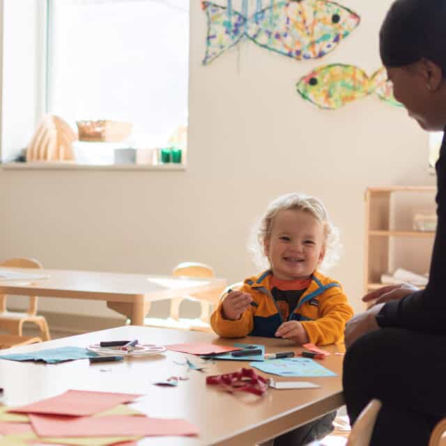 preschool kids at table.