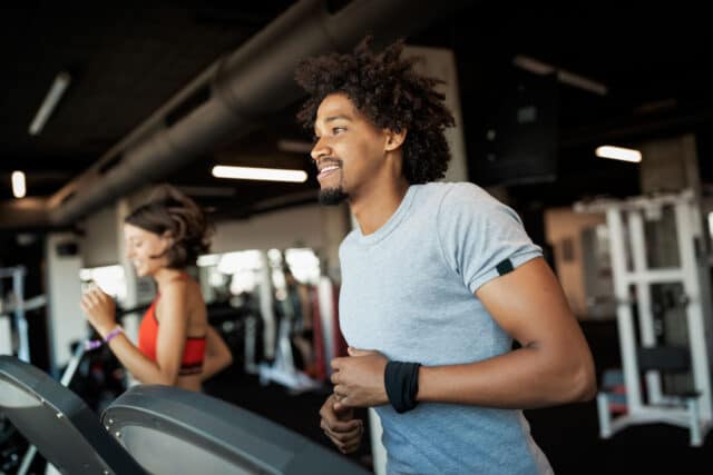 young people exercising.