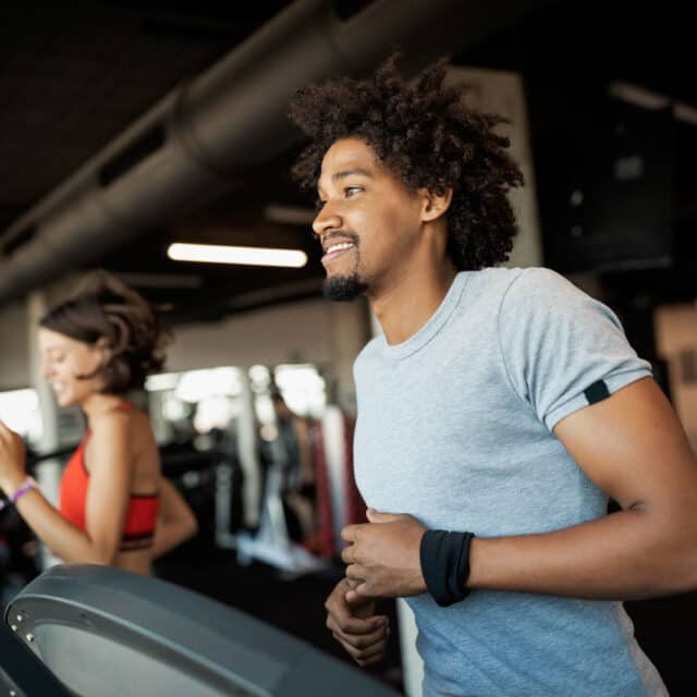 young people exercising.