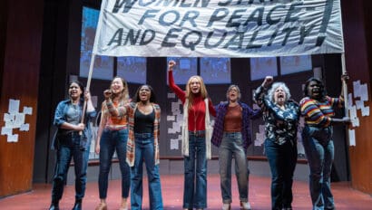 Production photo of GLORIA: A LIFE at Theater J