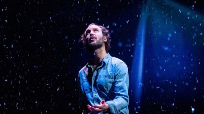 production photo of Grant Harrison in Moses at Theater J.