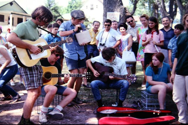 Summer Camp group playing music outside