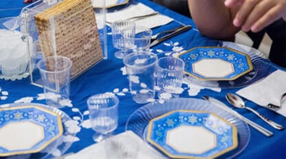 Image of table set for Passover seder